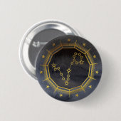 Dunkler Zodiac: Fische-Sternzeichen Schwarz-Gold-D Button (Vorne & Hinten)