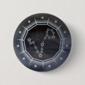 Dunkler Zodiac: Fische Sternzeichen Schwarz & Silb Button (Vorderseite)