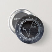 Dunkler Zodiac: Fische Sternzeichen Schwarz & Silb Button (Vorne & Hinten)