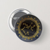 Dunkler Zodiac: Schütze Sternzeichen Schwarz & Gol Button (Vorne & Hinten)