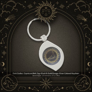 Dunkler Zodiac: Steinbock Sternzeichen Schwarz & G Schlüsselanhänger