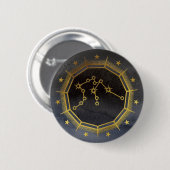 Dunkler Zodiac: Wassermann Geburtszeichen Schwarz Button (Vorne & Hinten)