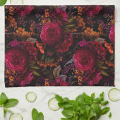 Dunkles Akademisches Florales Design Geschirrtuch (Gefaltet)