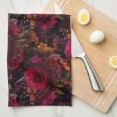 Dunkles Akademisches Florales Design Geschirrtuch (Viertel Falte)