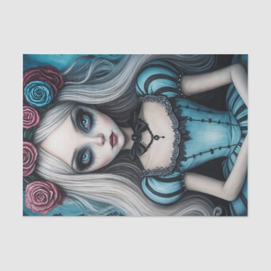 dunkles Alice-Dekoupage-Papier Seidenpapier (Vorderseite)