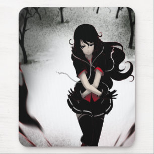 Dunkles Anime-Mädchen - auf Weiß Mousepad