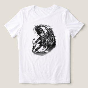 Dunkles Anime-Mädchen mit riesiger Katze ART Tri-Blend Shirt