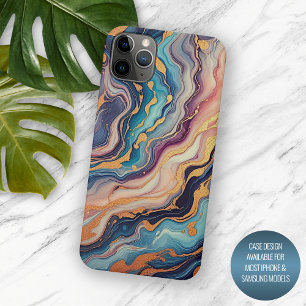 Dunkles Aqua-Blau-Pink-Gold-Marmor-Kunstmuster Case-Mate iPhone Hülle