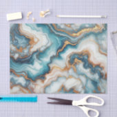 Dunkles Aquamarin türkisfarbenes blaues goldfarben Seidenpapier (Handwerk)