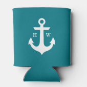 Dunkles Aquamarines Ankermonogramm Dosenkühler (Rückseite)