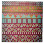 Dunkles aquamarines bernsteinfarbiges Boho Fliese (Vorderseite)