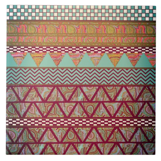 Dunkles aquamarines bernsteinfarbiges Boho Fliese (Vorderseite)