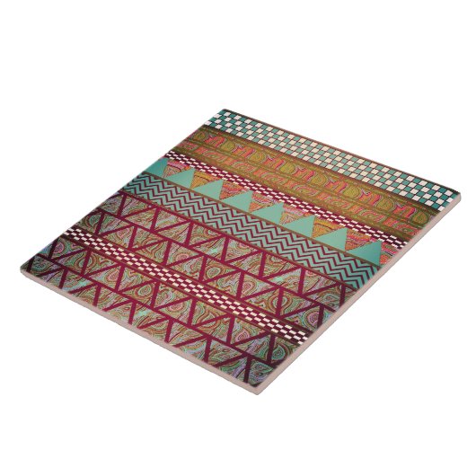 Dunkles aquamarines bernsteinfarbiges Boho Fliese (Seite)