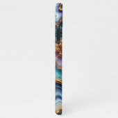 Dunkles Aquamarines blaues Amethyst-Lila Goldmarmo iPhone Hülle (Rechte Seite)