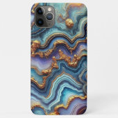 Dunkles Aquamarines blaues Lila Goldmarmor Kunstmu Case-Mate iPhone Hülle (Rückseite)