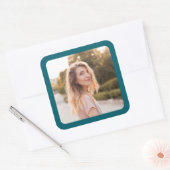 Dunkles Aquamarines Foto Quadratischer Aufkleber (Umschlag)