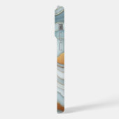 Dunkles Aquamarines graues hellblaues goldfarbenes iPhone Hülle (Linke Seite)