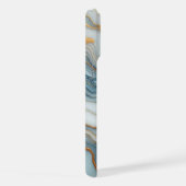 Dunkles Aquamarines graues hellblaues goldfarbenes iPhone Hülle (Rechte Seite)