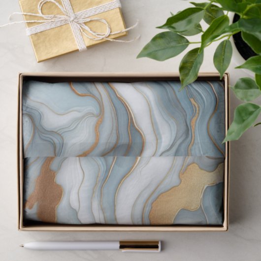 Dunkles Aquamarines graues hellblaues goldfarbenes Seidenpapier (Geschenk)