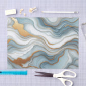 Dunkles Aquamarines graues hellblaues goldfarbenes Seidenpapier (Handwerk)