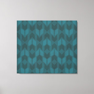 Dunkles aquamarines Muster Geo Schritt-  im Freien Leinwanddruck