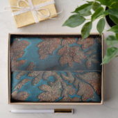 Dunkles Aquamarines und Patina Damask Dekoupage Ti Seidenpapier (Geschenk)
