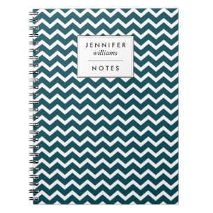 Dunkles aquamarines Zickzack-Muster personalisiert Notizblock
