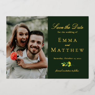 Dunkles Aquarell-Limonen-Foto Folie Einladungspostkarte