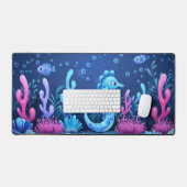 Dunkles Aquarium mit Meerpferd Schreibtischunterlage (Tastatur & Maus)