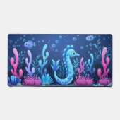 Dunkles Aquarium mit Meerpferd Schreibtischunterlage (Vorderseite)