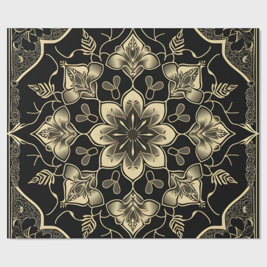 Dunkles arabisches Blume-Muster Geschenkpapier (Flach)