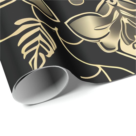 Dunkles arabisches Blume-Muster Geschenkpapier (Rolleneckpunkt)