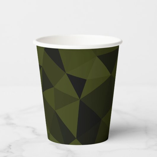 Dunkles Arenschwarz geometrisches Messmuster cool Pappbecher (Vorderseite)