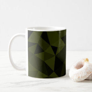 Dunkles Armeegrün schwarzes geometrisches Maschenm Kaffeetasse