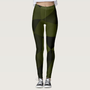 Dunkles Armeegrün schwarzes geometrisches Maschenm Leggings