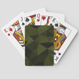 Dunkles Armeegrün schwarzes geometrisches Maschenm Spielkarten