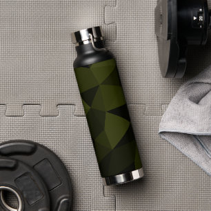 Dunkles Armeegrün schwarzes geometrisches Maschenm Trinkflasche