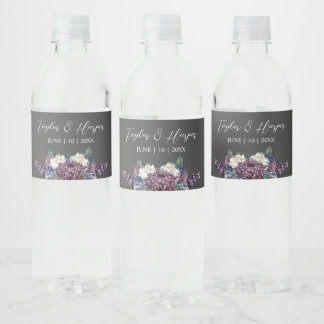 Dunkles Ästhetik-Goth-Hochzeitsstrauß Wasserflaschenetikett