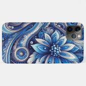 Dunkles Azure-Navy-Blau-Schwarzes Paisley-Kunstmus Case-Mate iPhone Hülle (Rückseite (Horizontal))