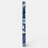 Dunkles Azure-Navy-Blau-Schwarzes Paisley-Kunstmus Case-Mate iPhone Hülle (Hinten/Links)