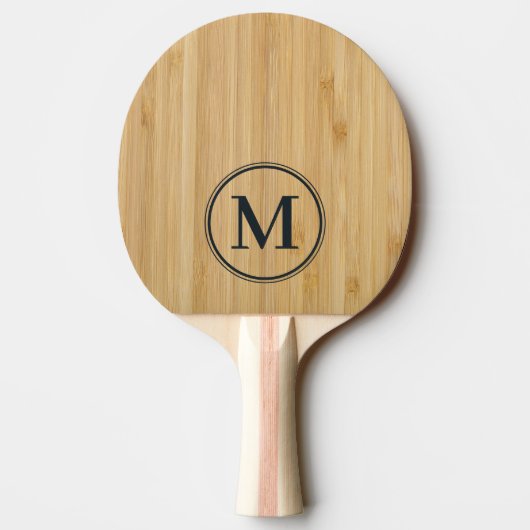 Dunkles Bambus-Monogramm Tischtennis Schläger (Rückseite)