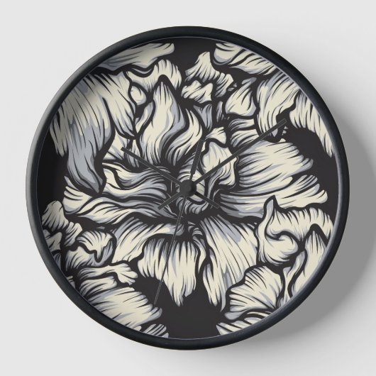Dunkles Barock-Blumenmuster Uhr (Vorderseite)