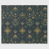 Dunkles Barock-Gold-Ornament-Geschenkpapier Geschenkpapier (Flach)