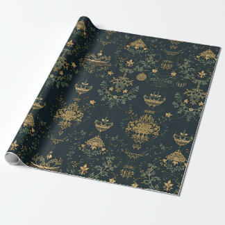Dunkles Barock-Gold-Ornament-Geschenkpapier Geschenkpapier