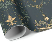 Dunkles Barock-Gold-Ornament-Geschenkpapier Geschenkpapier (Rolleneckpunkt)