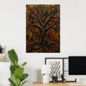 Dunkles Baum des Lebens Relief-Gemälde Poster | Br (Heimbüro)