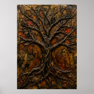 Dunkles Baum des Lebens Relief-Gemälde Poster Br