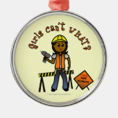 Dunkles Baumädchen Silbernes Ornament (Vorne)