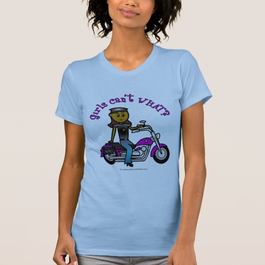 Dunkles Bikermädchen T-Shirt (Vorderseite)