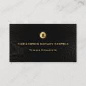 Dunkles Black & Gold Monogram Sleek Notary QR Foto Visitenkarte (Vorderseite)